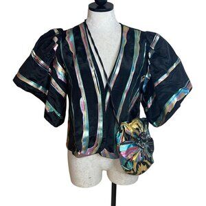 Terry Toni Vintage Womens Jacket and Bag Set Size Small Black Hand Painted